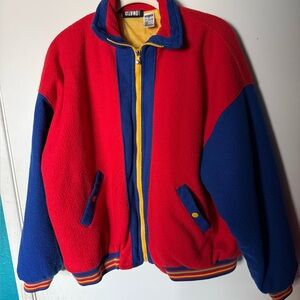 Gitano Red and Blue Fleece Jacket with Yellow Lining